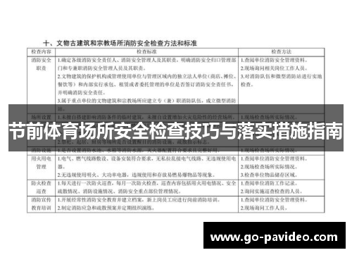 节前体育场所安全检查技巧与落实措施指南