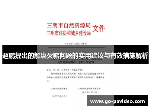 赵鹏提出的解决欠薪问题的实用建议与有效措施解析 赵鹏提出的解决欠薪问题的实用建议与有效措施解析
